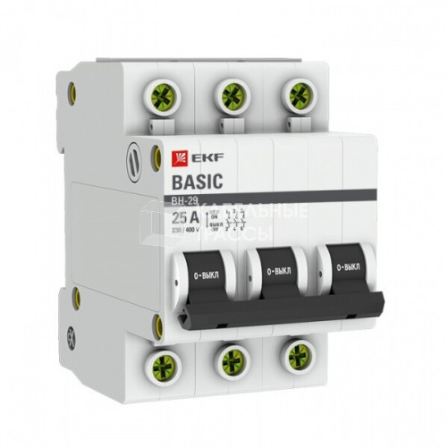 Выключатель нагрузки модульный ВН-29 3P 25А EKF Basic | SL29-3-25-bas | EKF