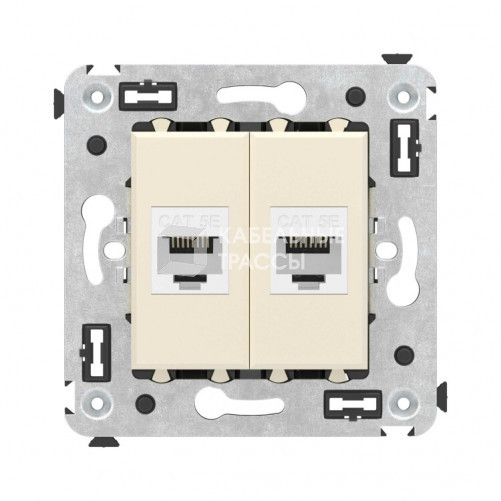 Компьютерная розетка RJ-45 без шторки в стену, кат.5е двойная, 