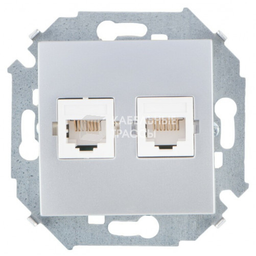 Simon 15 Алюминий Розетка компьютерная двойная RJ45 кат.5е, Systimax | 1591593-033 | Simon