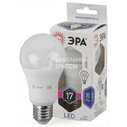 Лампа светодиодная LED 17Вт Е27 6000К A60-17W-860-E27 | Б0031701 | ЭРА