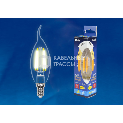 Лампа светодиодная LED-CW35-5W/WW/E14/CL/MB GLM10TR LED. «свеча на ветру», прозр Серия Multibright. 3000K 100-50-10 . | UL-00002368 | Uniel