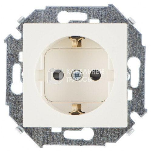 Simon 15 Сл. кость Розетка с/з Schuko со шторками, 16А 250В, винт. зажим | 1591443-031 | Simon