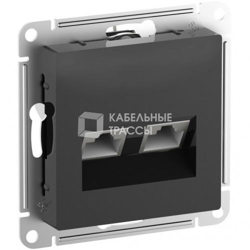 Розетка двойная комп RJ45+RJ45, кат.6А, механизм AtlasDesign Карбон | ATN001088 | Schneider Electric