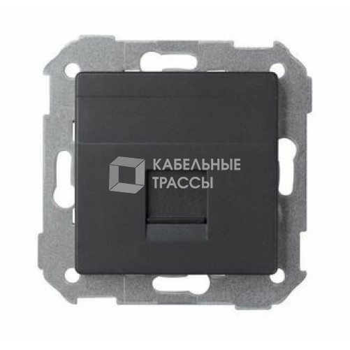 Розетка прямая для передачи данных со шторкой на 1 разъем RJ45 черного матового цвета S82 Concept