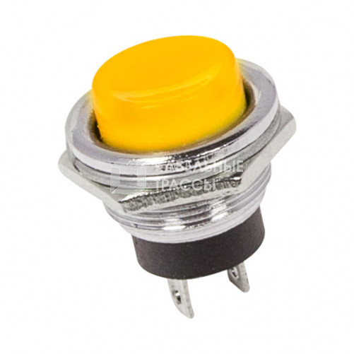 Выключатель-кнопка металл 250V 2А (2с) (ON)-OFF ?16.2 желтая | 36-3354 | REXANT