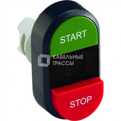 Кнопка двойная MPD15-11B (зеленая/красная-выступающая) непрозрач ная черная линза с текстом (START/STOP) | 1SFA611144R1106 | ABB