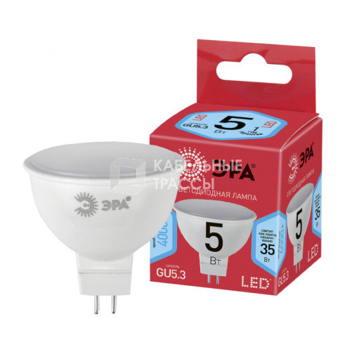 Лампа cветодиодная ECO LED MR16-5W-840-GU5.3 (диод, софит, 5Вт, нейтр, GU5.3) (10/100/4000) | Б0019061 | ЭРА