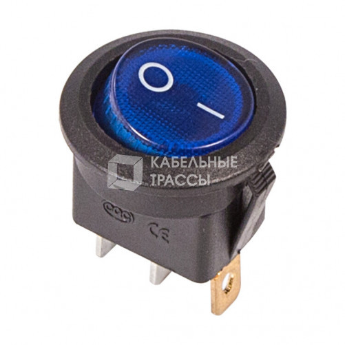 Выключатель клавишный круглый 250V 6А (3с) ON-OFF синий с подсветкой | 36-2571 | REXANT