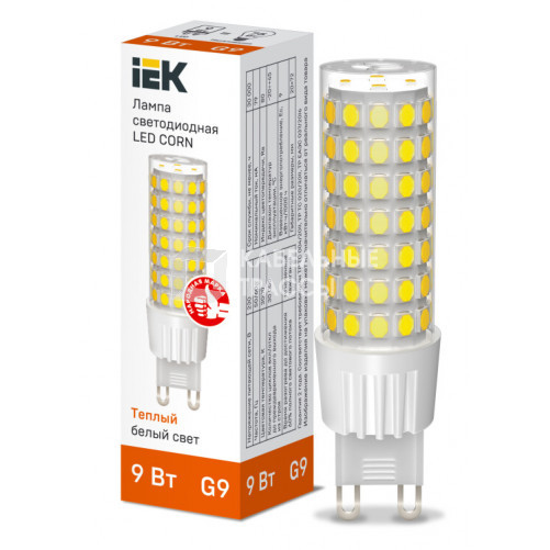 Лампа светодиодная CORN капсула 9Вт 230В 3000К керамика G9 IEK | LLE-CORN-9-230-30-G9 | IEK