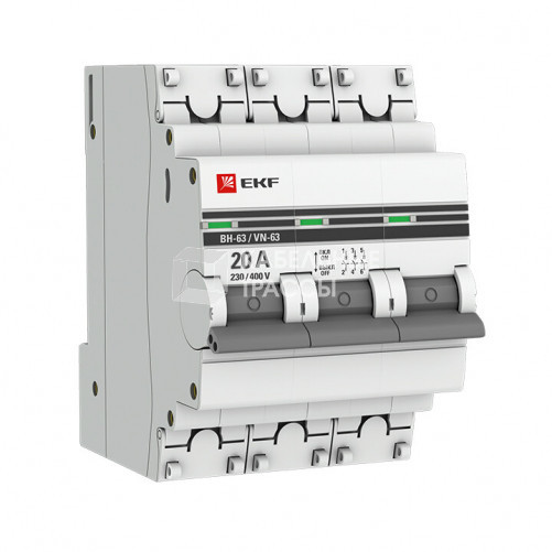 Выключатель нагрузки модульный ВН-63, 3P 20А EKF PROxima | SL63-3-20-pro | EKF
