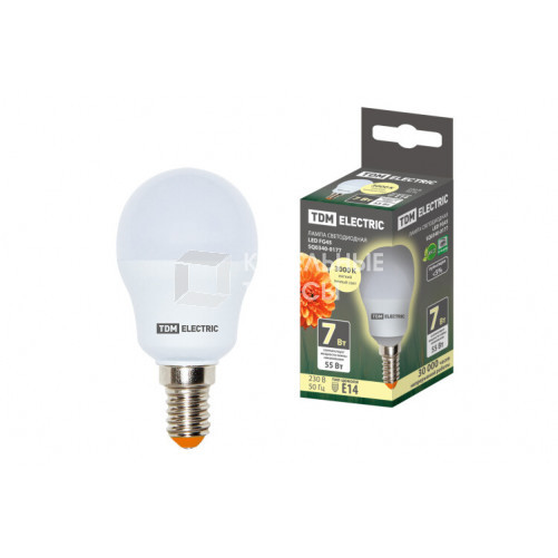 Лампа светодиодная LED 7Вт E14 230В 3000К FG45 шар | SQ0340-0177 | TDM