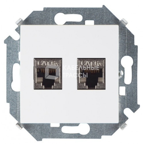 Simon 15 Белый Розетка компьютерная двойная RJ45 кат.6а (АМР, FTP) | 1591564-030 | Simon