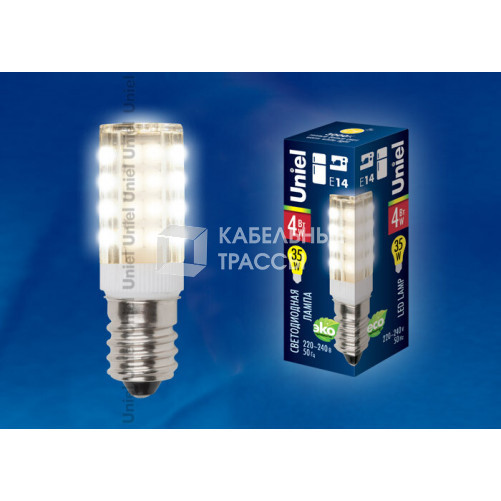 Лампа светодиодная LED-Y16-4W/WW/E14/CL PLZ04WH LED для холод.и швейных машин. Прозрачная колба. Цвет свечения теплый белый.Упаковка|UL-00000179|Uniel