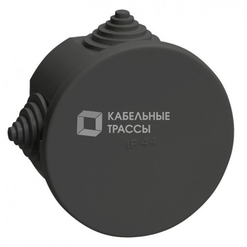 Коробка расп. КМ41237 D=75х40мм IP44 4 вв. черная | UKO21-075-040-000-K02-44 | IEK