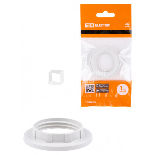 Кольцо для патрона Е14, термостойкий пластик, белый, | SQ0335-0163 | TDM
