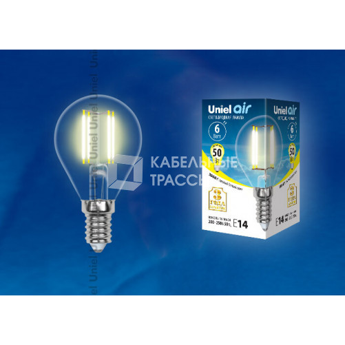 Лампа светодиодная LED-G45-6W/WW/E14/CL GLA01TR LED. 