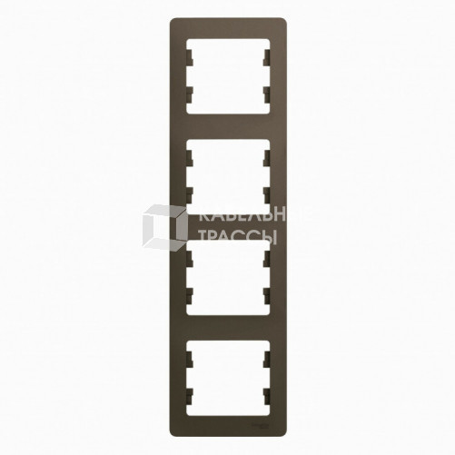 Glossa Шоколад Рамка 4-ая, вертикальная | GSL000808 | Schneider Electric