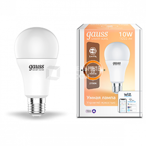Лампа Светодиодная Smart Home DIM E27 A60 10 Вт 2700К 1/10/40 | 1070112 | Gauss