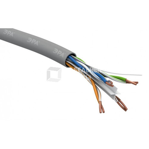 Кабель витая пара U-4-PVC-6 U/UTP 4x2x23 AWG Cat 6 CU PVC 305 метров | Б0053023 | ЭРА