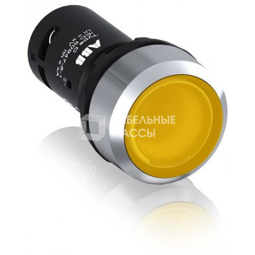 Кнопка с подсветкой CP1-31Y-10 желтая 24В AC/DC с плоской клавишей без фиксации 1НО, металл.кольцо|1SFA619100R3113| ABB