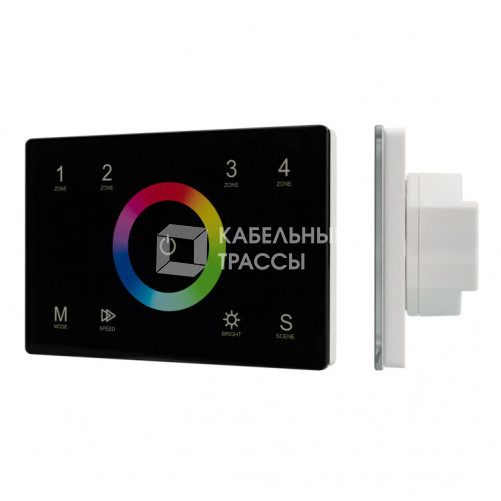 Панель Sens SMART-P83-RGB Black (230V, 4 зоны, 2.4G) (Arlight, IP20 Пластик, 5 лет) | 028403 | Arlight