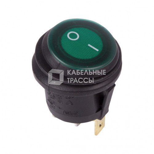Выключатель клавишный круглый 250V 6А (3c) ON-OFF зеленый с подсветкой ВЛАГОЗАЩИТА | 36-2597 | REXANT