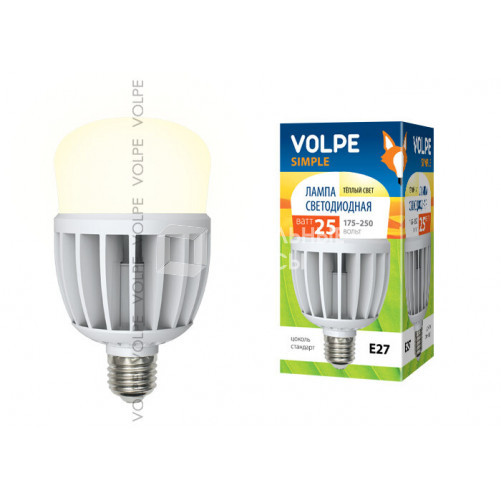 Лампа светодиодная LED-M80-25W/WW/E27/FR/S LED мат., корпус термопластик, 3000К Серия Simple | 10808 | Volpe