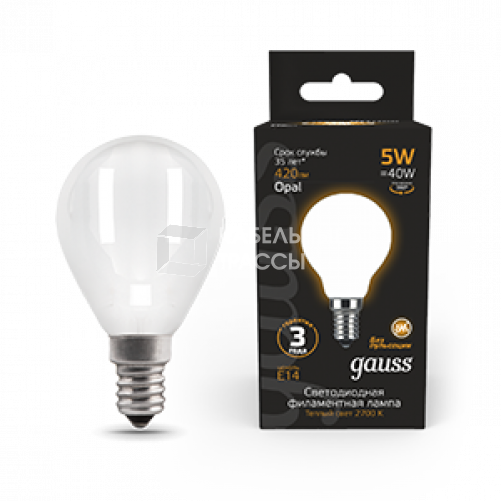 Лампа светодиодная Black LED Filament Шар OPAL E14 5W 420lm 2700K | 105201105 | Gauss