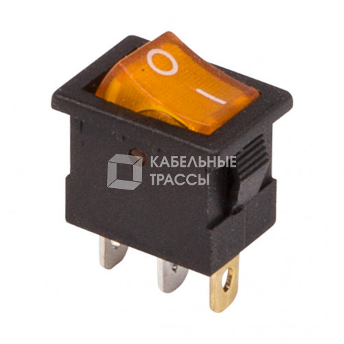 Выключатель клавишный 12V 15А (3с) ON-OFF желтый с подсветкой Mini | 36-2172 | REXANT