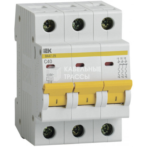 Выключатель автоматический трехполюсный ВА47-29 40А C 4,5кА | MVA20-3-040-C | IEK