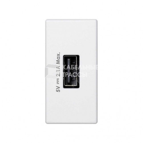 Simon Connect Зарядное устройство USB, К45, узкий модуль, 5 В, 2,1 А, белый | K126D-9 | Simon