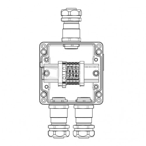 Взрывозащищенная клеммная коробка из алюминия TBE-A-12-(4xCBC.4-1xTEO.4)-2xKAEPM3MHK-20(A)-1xKAEPM3MHK-20(C)1Ex e IIC Т5 Gb / Ex tbIIIC T95°C Db IP66