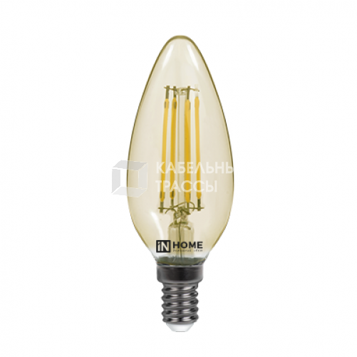 Лампа светодиодная LED-СВЕЧА-deco 7Вт 230В Е14 3000К 630Лм золотистая | 4690612007540 | IN HOME