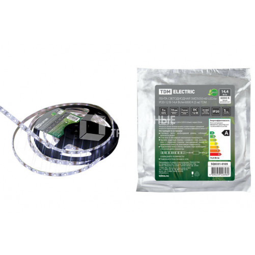 Лента светодиодная SMD5050 14,4Вт 12В 6400К IP20 5м | SQ0331-0105 | TDM