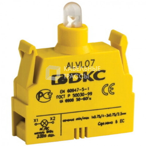 Контактный блок с клеммными зажимами под винт со светодиодом на 24В | ALVL24 | DKC