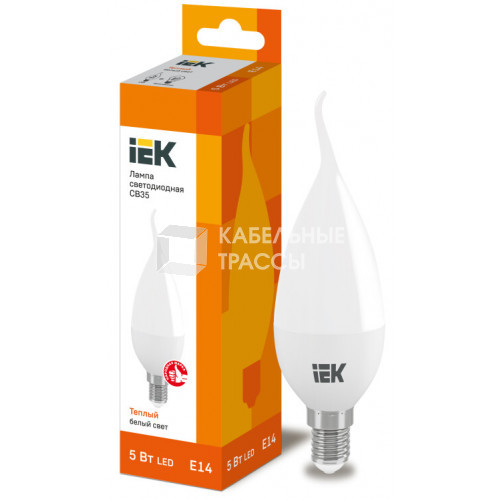 Лампа светодиодная LED 5Вт Е14 220В 3000К CB35 свеча на ветру | LLE-CB35-5-230-30-E14 | IEK