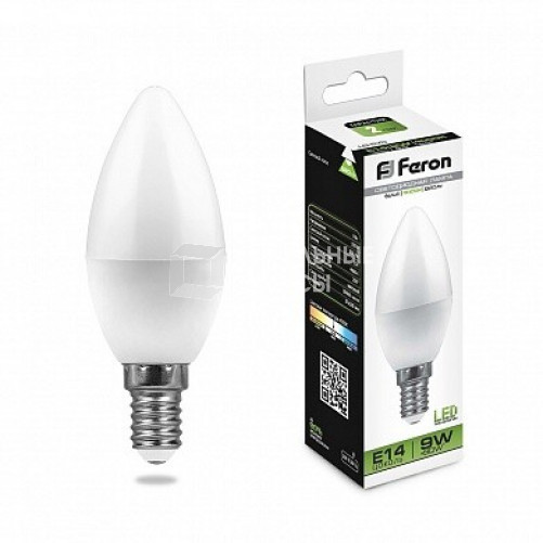 Лампа светодиодная LB-570 (9W) 230V E14 4000K свеча | 25799 | FERON