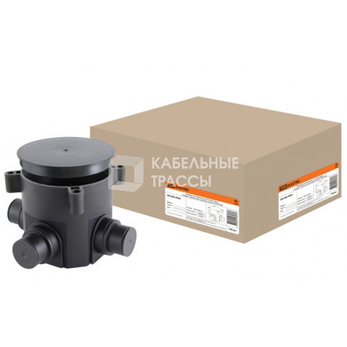 Коробка установочная с/п D70х72мм, 4 ввода, черная, для заливки в бетон, IP44 | SQ1402-9502 | TDM