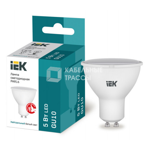 Лампа светодиодная LED 5Вт GU10 220В 4000К PAR16 софит | LLE-PAR16-5-230-40-GU10 | IEK