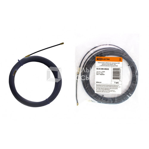 Нейлоновая кабельная протяжка НКП диаметр 4мм длина 10м с наконечниками (черная) | SQ0590-0022 | TDM