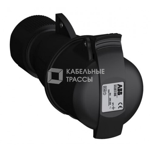 Розетка кабельная Easy&Safe 332EC9B,32А,3P+E,IP44,9ч,черн|2CMA103587R1000| ABB