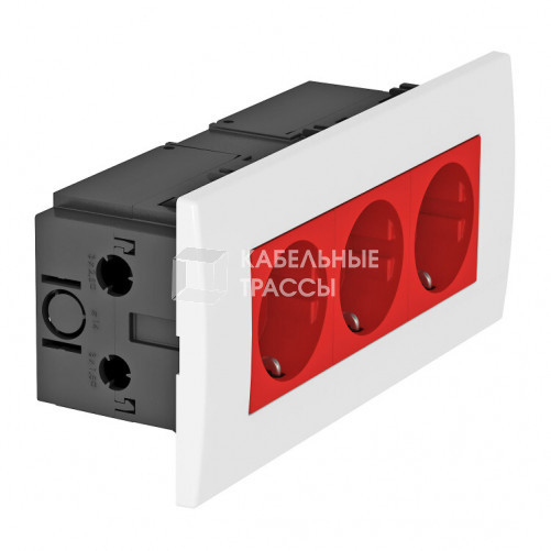 Укомплектованный розеточный блок AR45 (3xModul45,84x185x59 мм,красный) (SDE-RW D0RT3) | 6119413 | OBO Bettermann