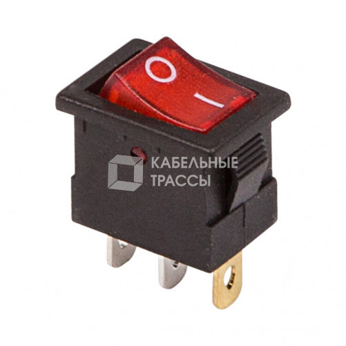 Выключатель клавишный 12V 15А (3с) ON-OFF красный с подсветкой Mini | 36-2170 | REXANT
