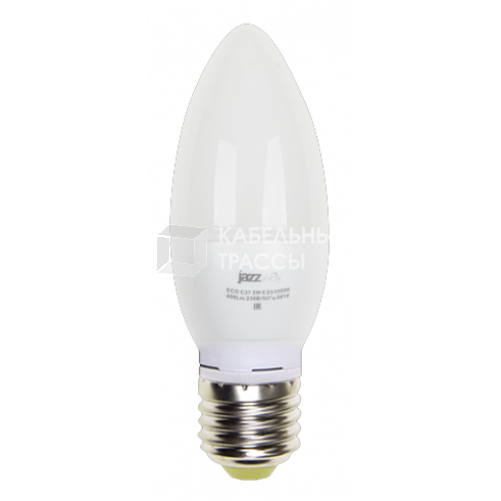 Лампа светодиодная LED 5Вт Е27 220В 3000К PLED- ECO-C37 свеча | 2855312A | Jazzway