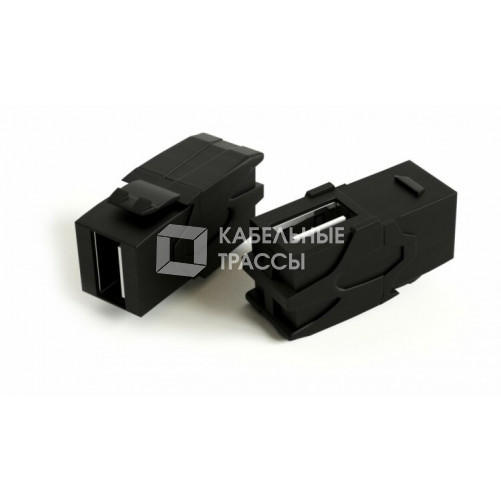 KJ1-USB-VA2-BK Вставка формата Keystone Jack с проходным адаптером USB 2.0 (Type A), 90 градусов, ROHS, черная | 251218 | Hyperline