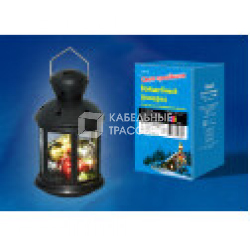 Фонарь с LED гирляндой внутри ULD-L1220-010/DTB/RGB BLACK на батарейке 10 диодов RGB свет режим миганиячерный корпус 12*20 см | UL-00002309 | Uniel