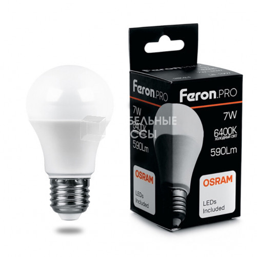 Лампа светодиодная .PRO LB-1007 Шар E27 7W 6400K OSRAM LED | 38025 | Feron