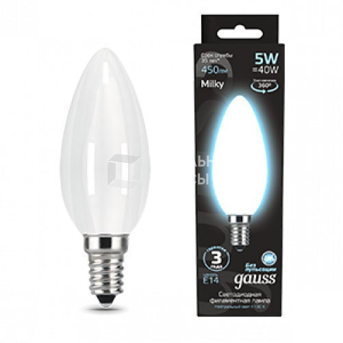 Лампа светодиодная Black LED Filament Свеча OPAL E14 5W 450lm 4100К | 103201205 | Gauss