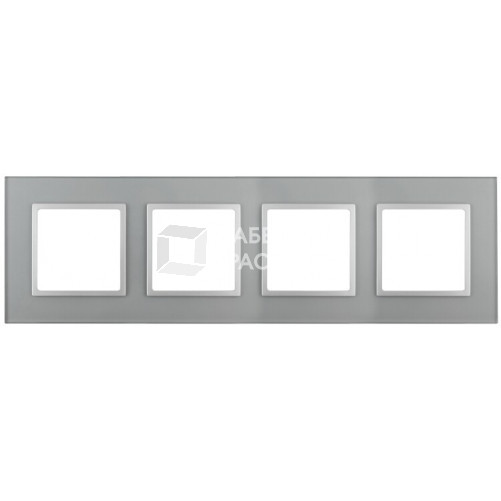 14-5104-03 Электроустановка ЭРА Рамка на 4 поста, стекло, Эра Elegance, алюминий+алюм | Б0034526 | ЭРА