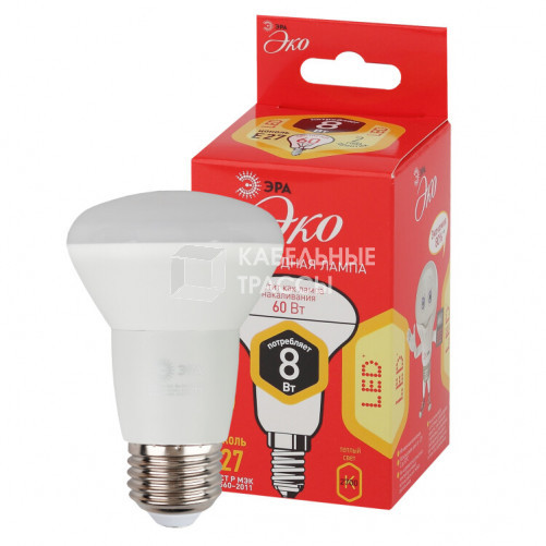 Лампа светодиодная RED LINE ECO LED R63-8W-827-E27 Е27 / Е27 8Вт рефлектор теплый белый свет | Б0050300 | ЭРА